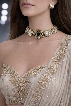 Trendy Polki Moissanite Choker Set for Girls