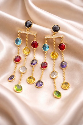 Trending Multicolour Glass Stone Earrings – Premium High-Demand Statement Jewellery