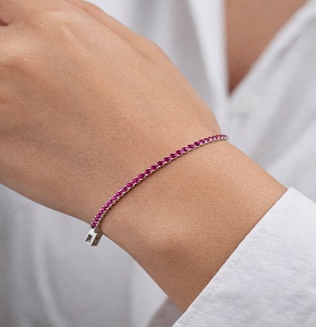Elegant Ruby Pink Tennis Bracelet – Classic Minimal Luxury